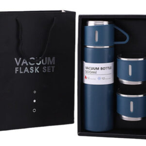 Set Cadou Termos 500ml cu 3 Căni, Oțel Inoxidabil 304, Izolație Vacuum, Navy Blue