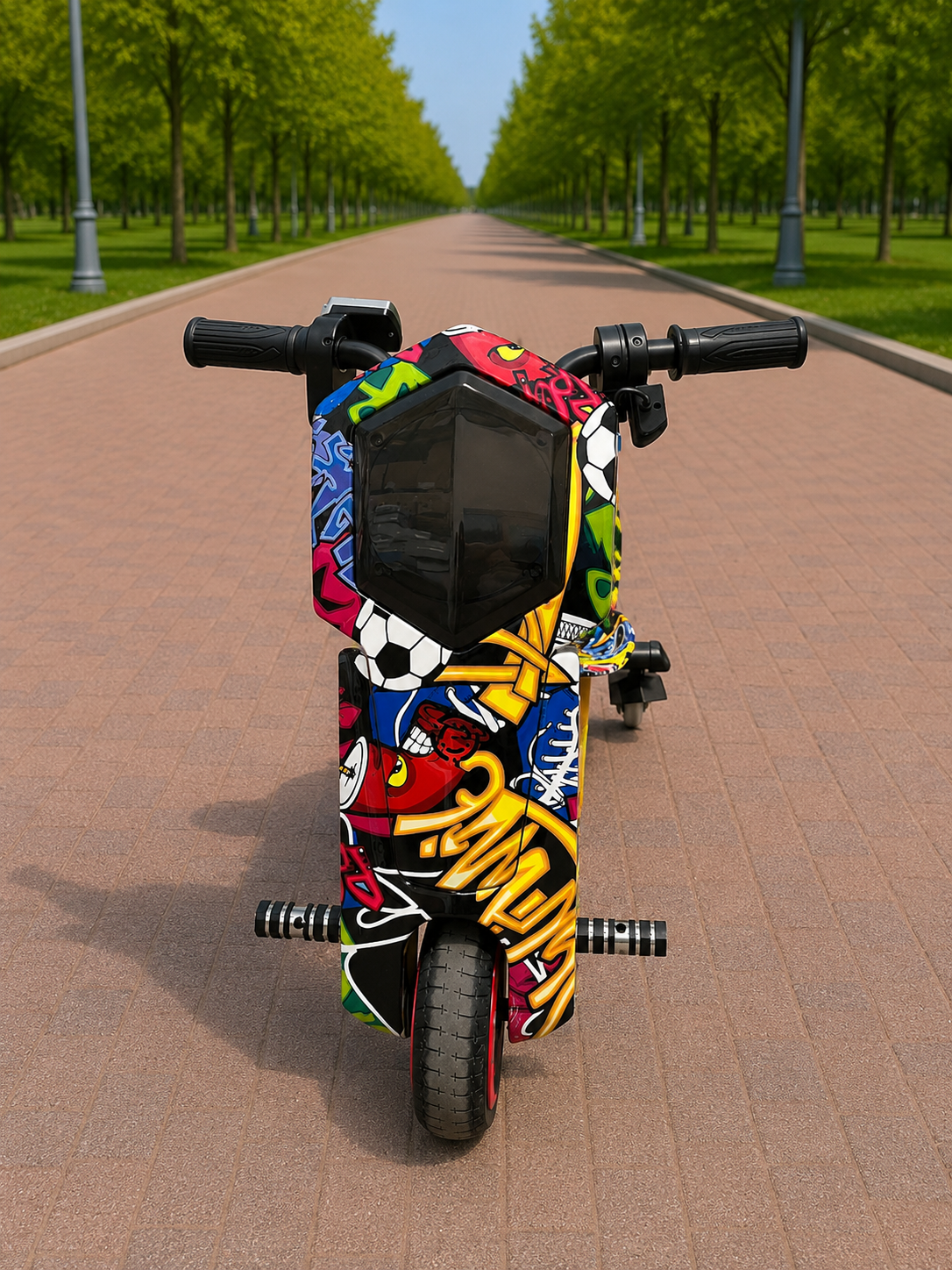 Tricicletă Electrică Drift pentru Copii, 350W, 36V, Roți Pivotante 360°, Bluetooth, LED, Model Graffiti Multicolor, Cadou Cască și Protecții - imagine 2