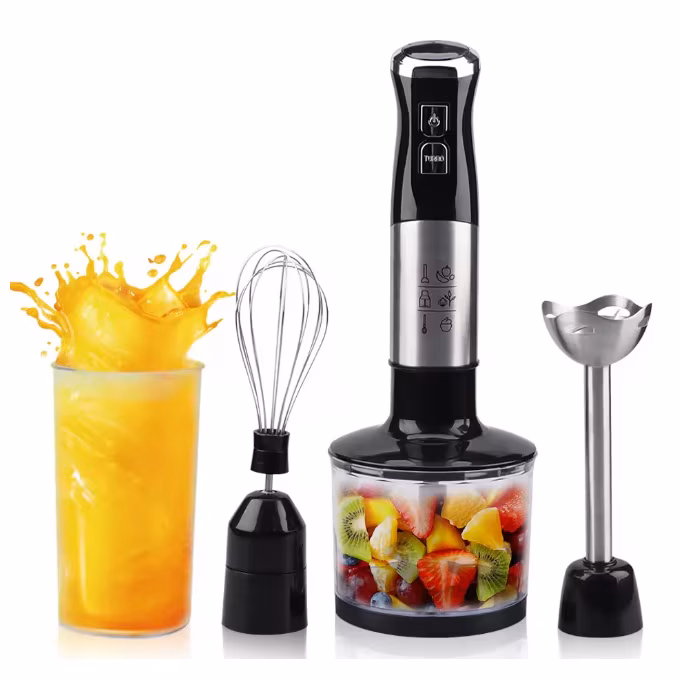 Blender Tocător Set 4 în 1, Mixer 1500W, 9 Viteze, Funcție Turbo, Bol Tocător 500ml și Pahar 700ml
