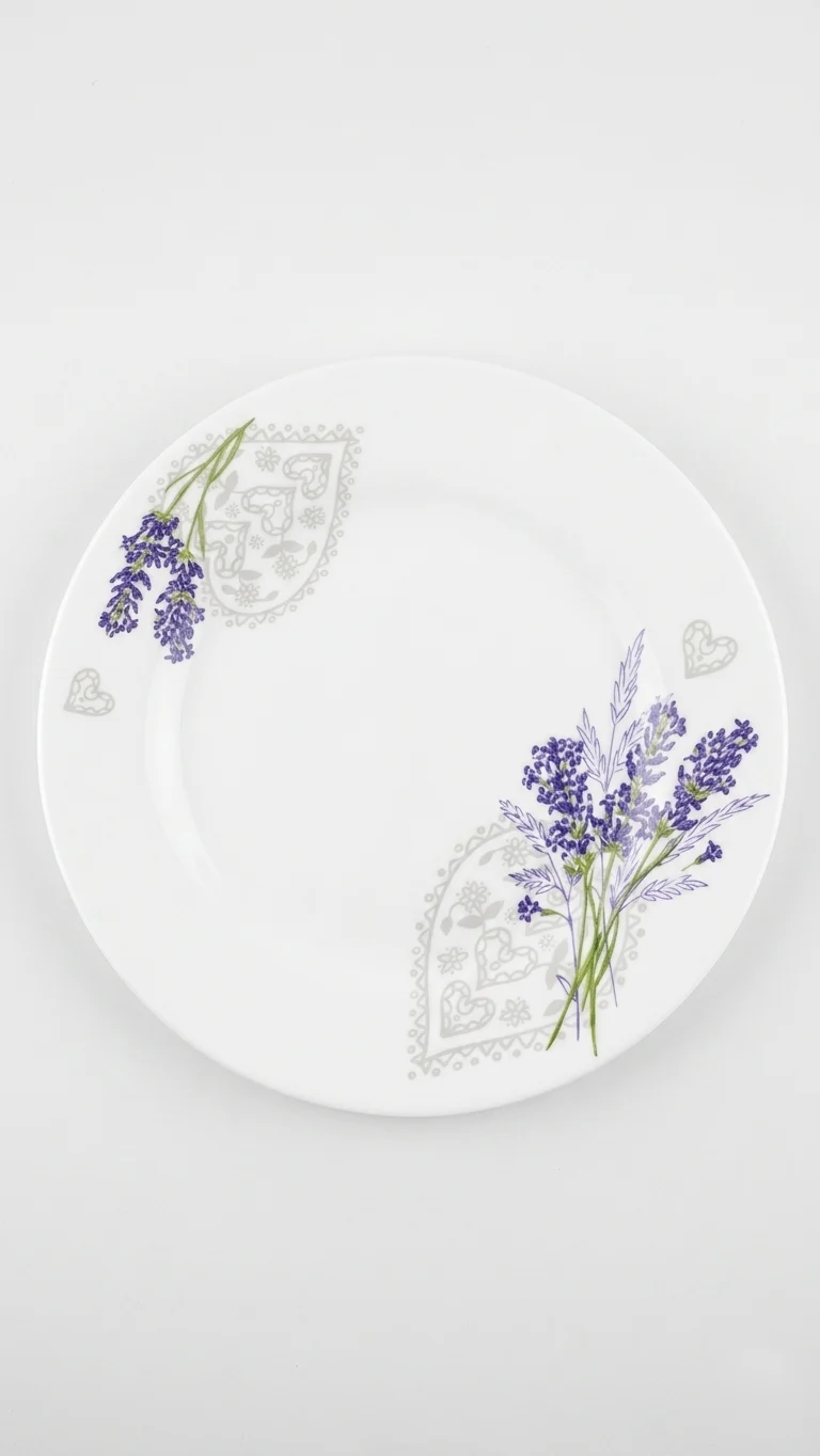 Set 6 Farfurii Plate Lavandă din Opal Alb, 23 cm - imagine 2