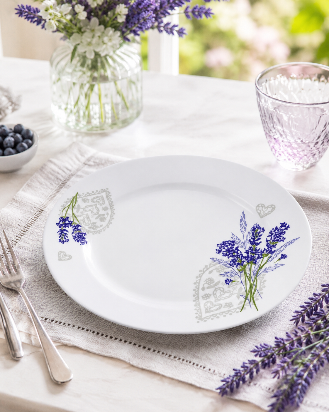 Set 6 Farfurii Lavandă din Opal Alb, 17,78 cm
