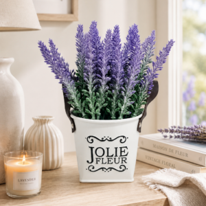 Aranjament Lavanda Artificiala in Ghiveci Jolie Fleur, Aspect Natural, Inaltime 22 cm
