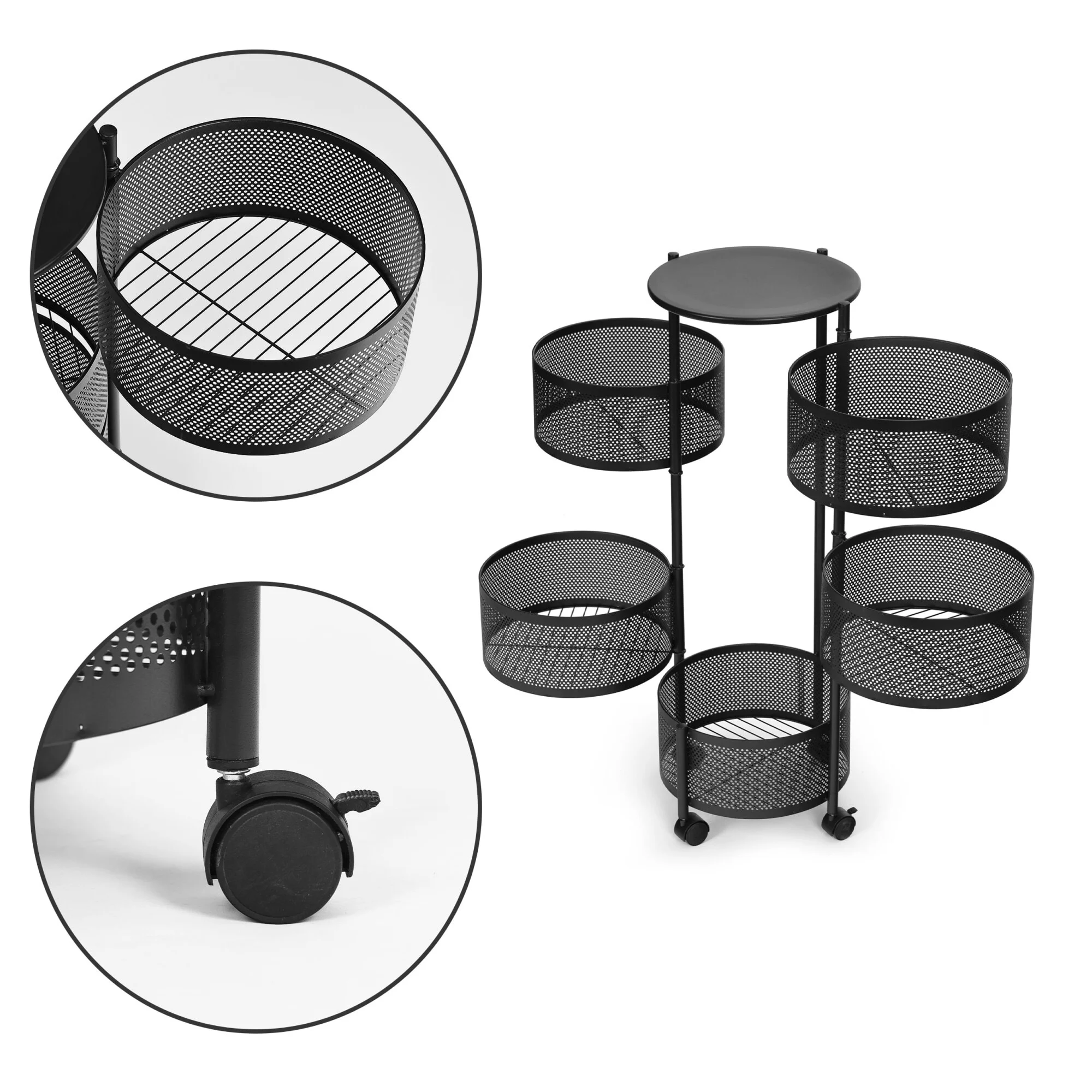 Raft Metalic Depozitare Rotativ, 5 Cosuri, 87 cm Inaltime - imagine 5