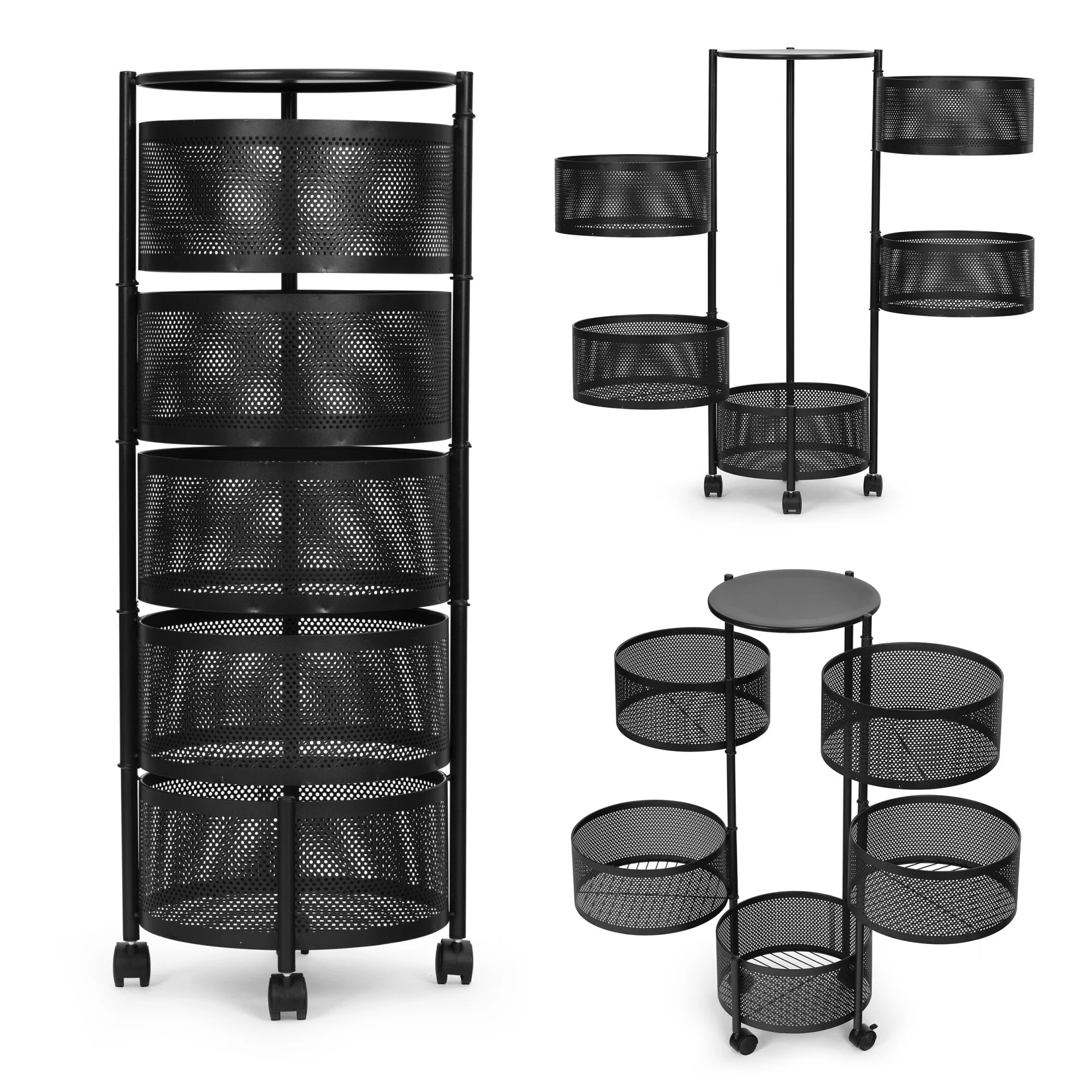 Raft Metalic Depozitare Rotativ, 5 Cosuri, 87 cm Inaltime - imagine 11