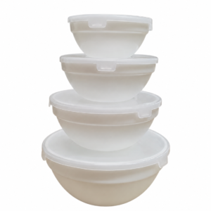 Set 4 caserole din opal cu capac din plastic, 17.78 cm / 15.2 cm / 12.7 cm / 10.9 cm