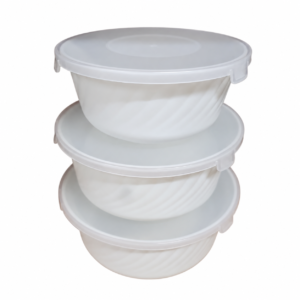 Set caserole opal alb cu capac, 3 dimensiuni diferite, 19 cm/ 16.5 cm/ 14 cm