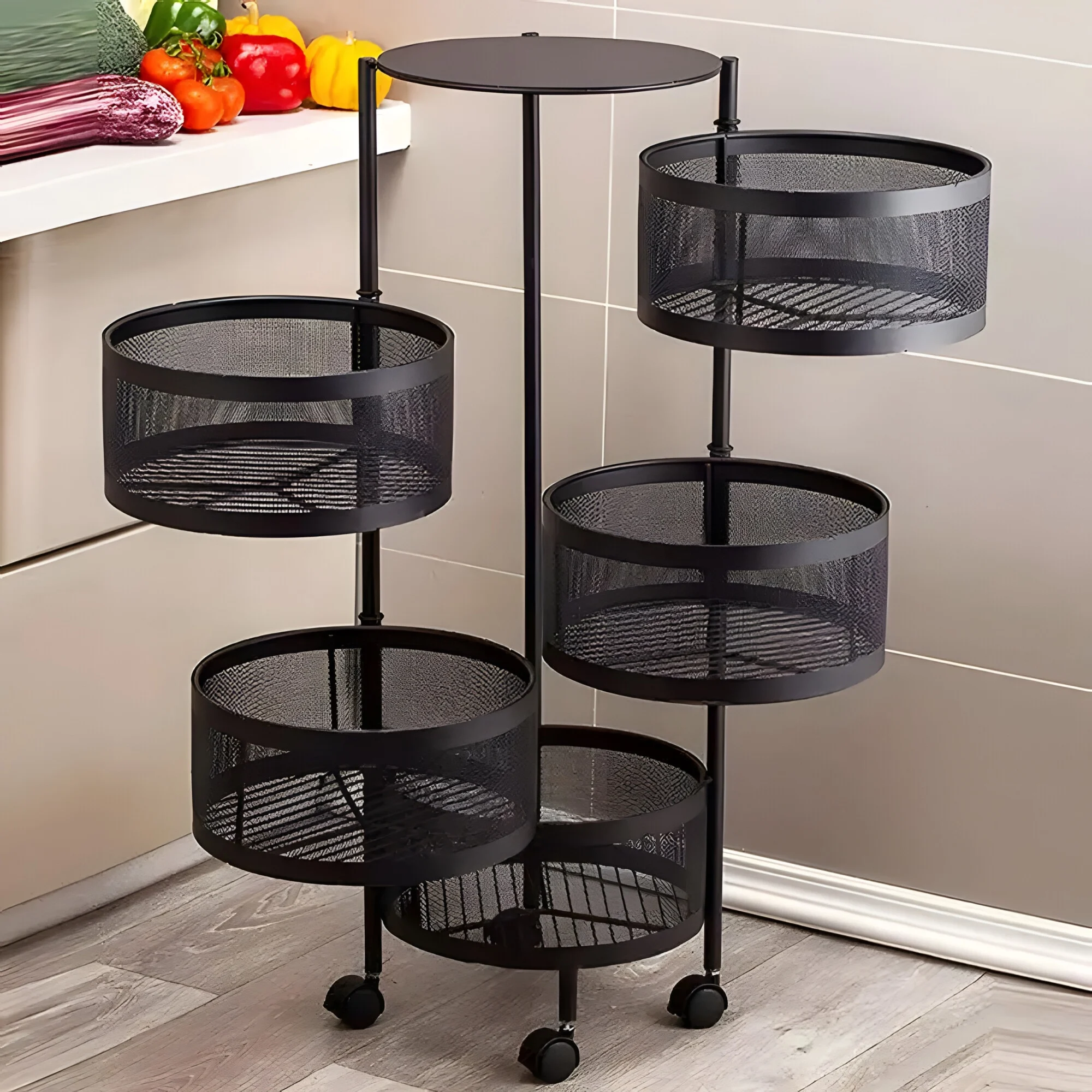 Raft Metalic Depozitare Rotativ, 5 Cosuri, 87 cm Inaltime - imagine 10