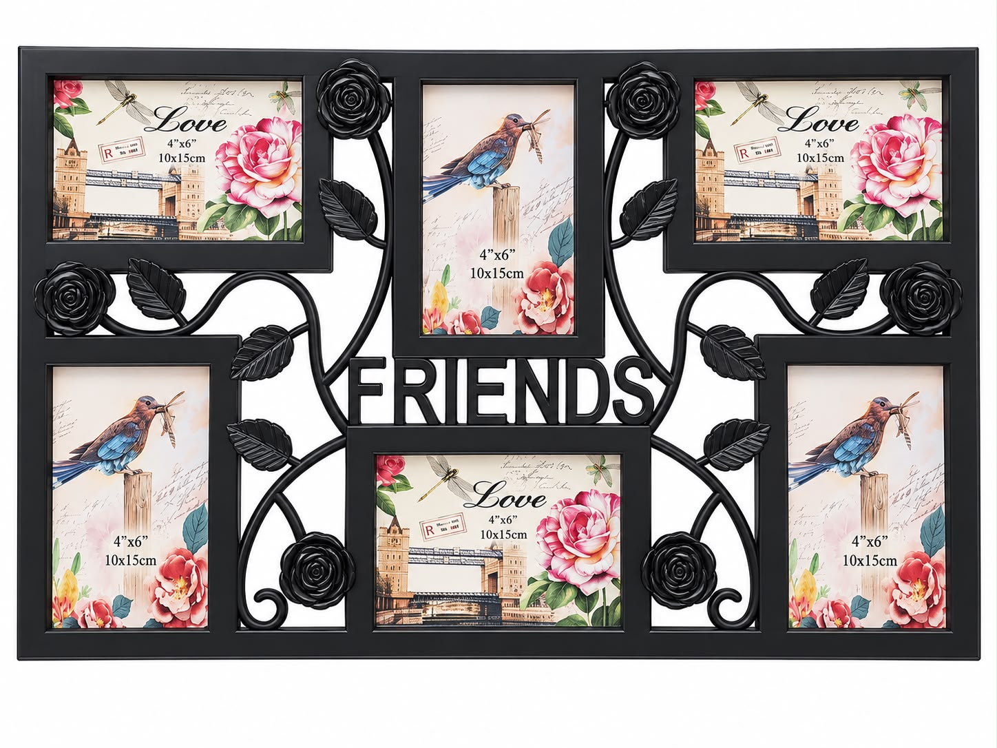 Ramă Foto Decorativă FRIENDS, Neagră, pentru 6 Fotografii