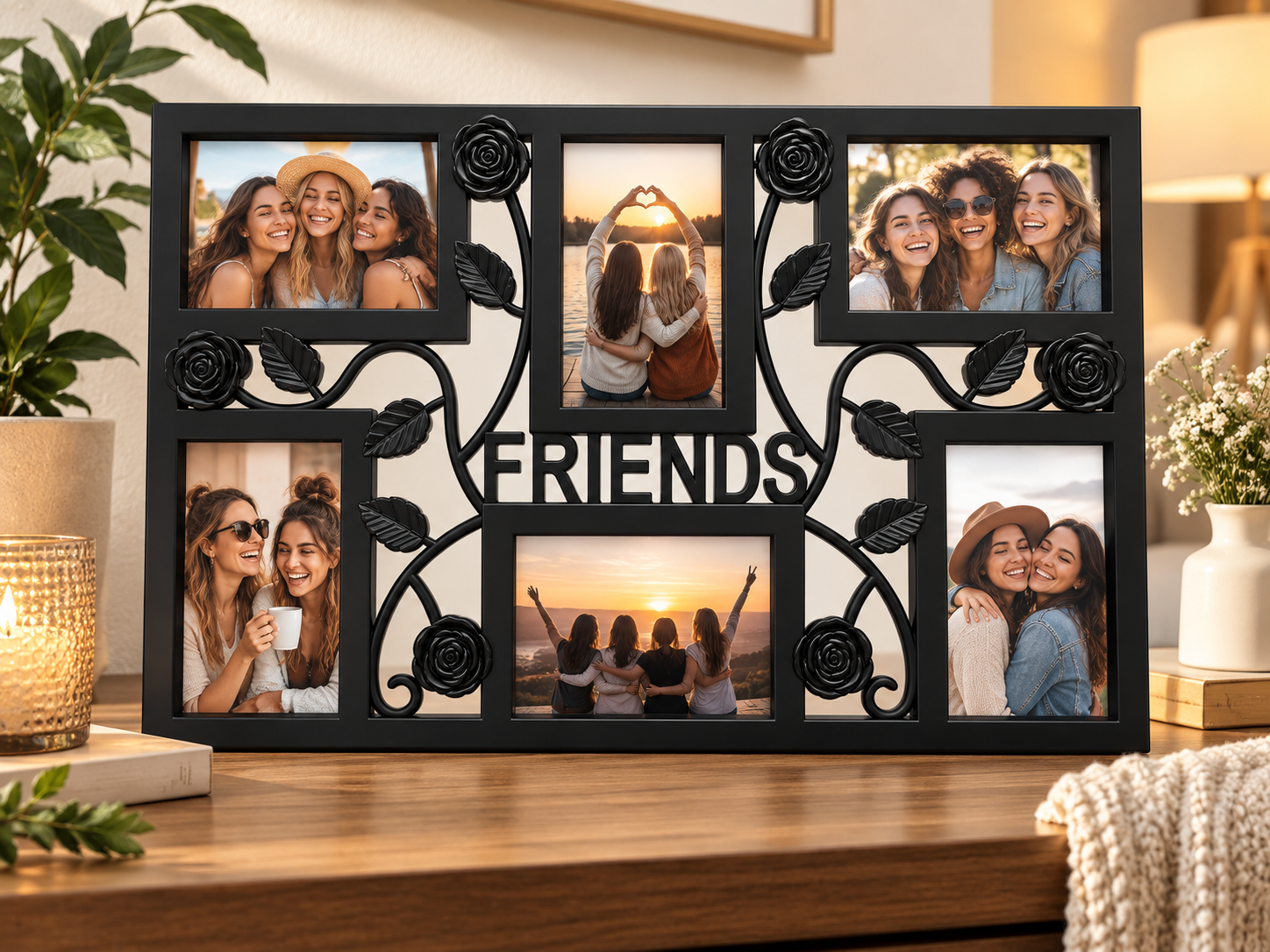 Ramă Foto Decorativă FRIENDS, Neagră, pentru 6 Fotografii - imagine 2