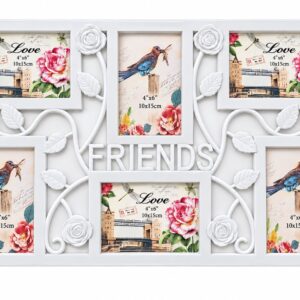 Ramă Foto Decorativă FRIENDS, Albă, pentru 6 Fotografii