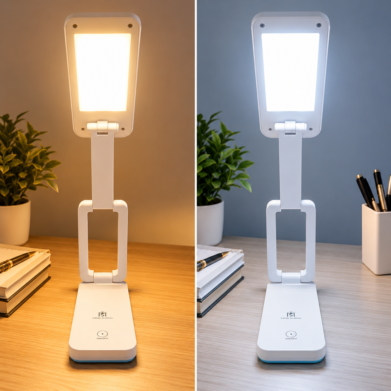 Lampă LED de Birou Pliabilă și Reîncărcabilă, 35 cm, 600 lm, Lumină Caldă și Rece, Touch, Suport Telefon, Albă - imagine 2